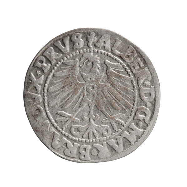 grosz, Schilling, Maciej, Albrecht Hohenzollern (Prince of Prussia; 1490–1568) - iconography,