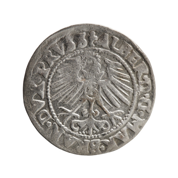 Albrecht Hohenzollern (Prince of Prussia; 1490–1568) — coin, 1547. Obverse: Prussian eagle, on its
