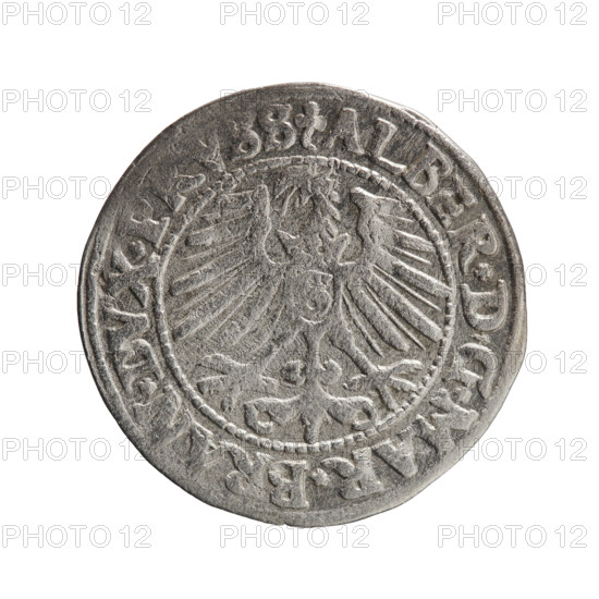 grosz, Schilling, Maciej, Albrecht Hohenzollern (Prince of Prussia; 1490–1568) - iconography;