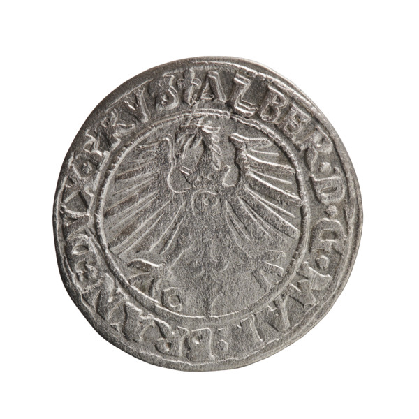 grosz, Schilling, Maciej, Albrecht Hohenzollern (Prince of Prussia; 1490–1568) - iconography,