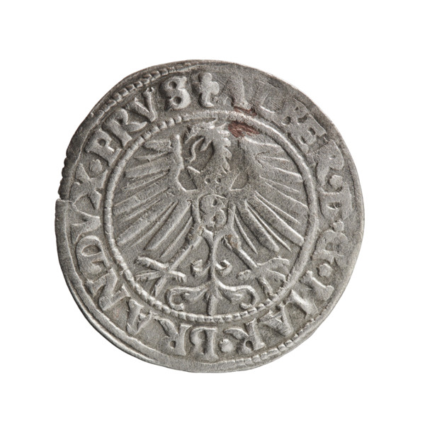 grosz, Schilling, Maciej, Albrecht Hohenzollern (Prince of Prussia; 1490–1568) — iconography: