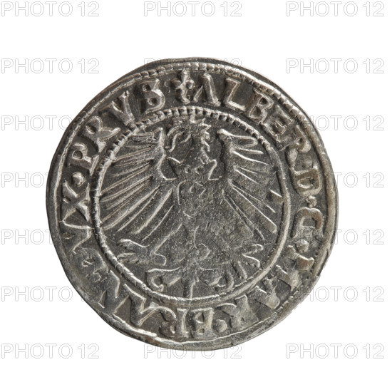 grosz, Schilling, Maciej, Albrecht Hohenzollern (Prince of Prussia; 1490–1568) - iconography,