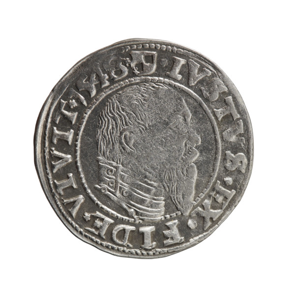 grosz, Schilling, Maciej, Albrecht Hohenzollern (Prince of Prussia; 1490–1568) — iconography: