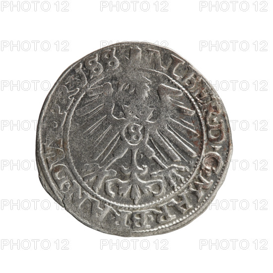 groschen, Albrecht Hohenzollern (Prince of Prussia; 1490–1568) - iconography: eagles, male busts in