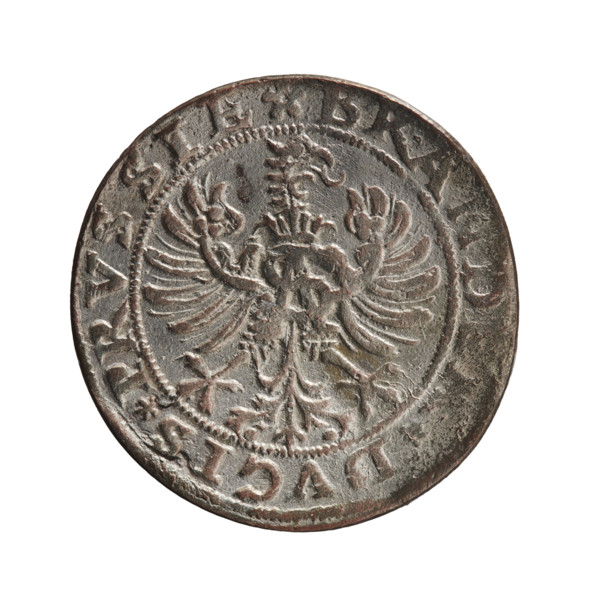 Copy of a grosz, Lippold (for the original). Obverse: Bipartite coat of arms — first field a