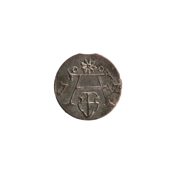 denarius, Albert Frederick Hohenzollern (1553–1619; Duke of Prussia 1568–1578). Obverse: monogram