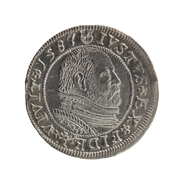 Obverse: Prussian eagle with crowned letter S on the chest, dividing the inner border; in the rim
