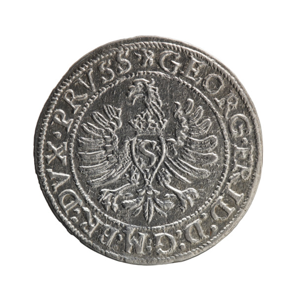 Obverse: Prussian eagle with crowned letter S on the chest; in the rim between the borders an