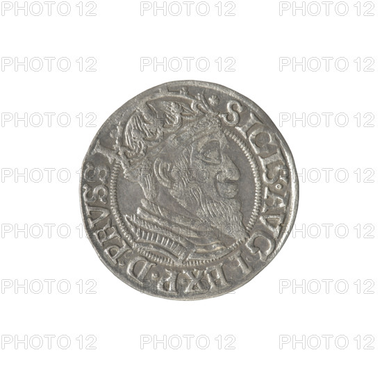 Gdansk grosz, Sigismund II Augustus (King of Poland; 1544–1572), Jagiellon dynasty; obverse: