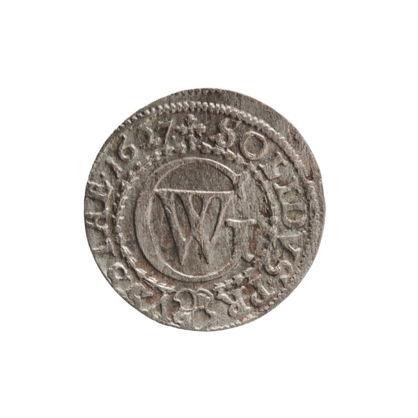 szelag by Ernest Pfahler; coin (Ducal Prussia, Königsberg), 1627. Obverse: Prussian eagle with
