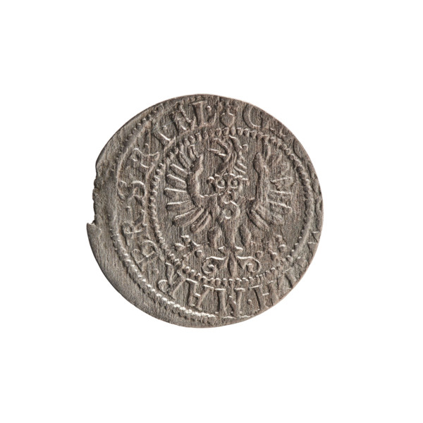 szelag; Obv.: Prussian eagle with crowned letter S on its chest; rim inscription beginning with a