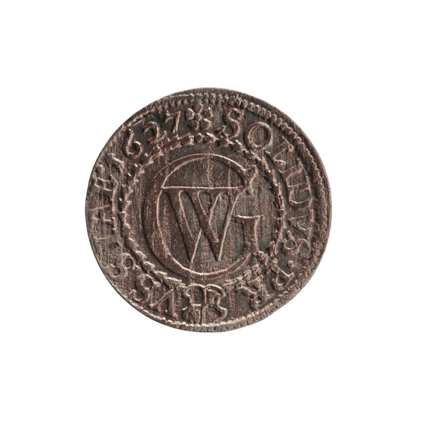 szelag (coin), maker: Pfahler, Ernest; material: coin (silver); subject/style: eagles, rosettes,