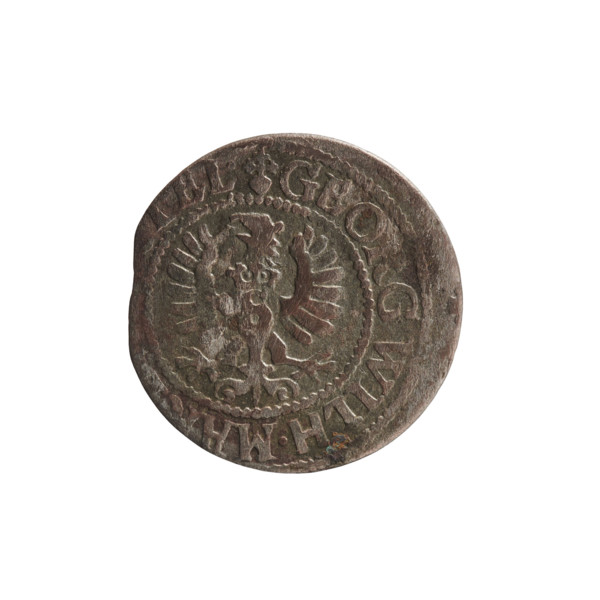 szelag, Ernest Pfahler, Prussian coin (1627). Obverse: Prussian eagle with a crowned letter S on