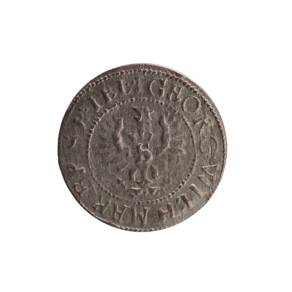 szelag, Ernest Pfahler; silver coin (szelag), diameter 16.4 mm, weight 0.68 g, axis 0°. Obverse: