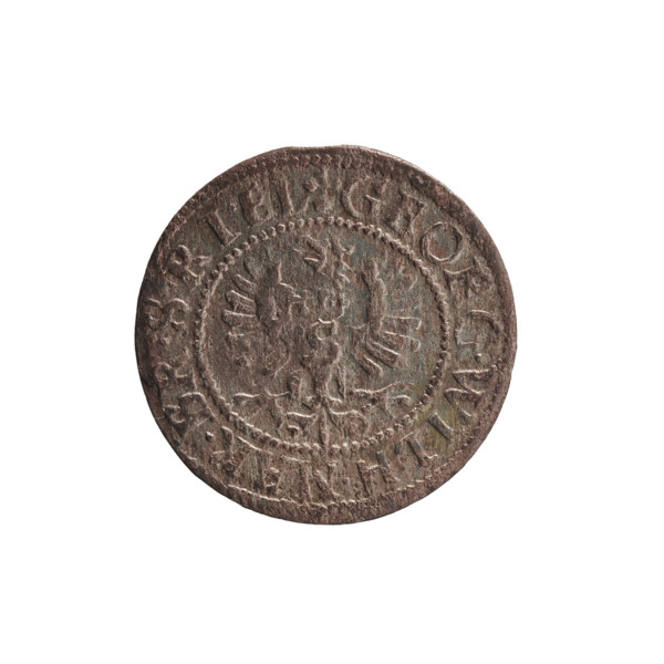 szelag, Ernest Pfahler, Prussian coin (szelag), Obv.: Prussian eagle with crowned letter S on its