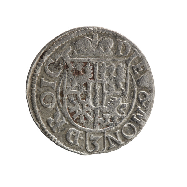 One-and-a-half coin by Ernest Pfahler, 1621. Obverse: royal orb with a cross whose arms terminate