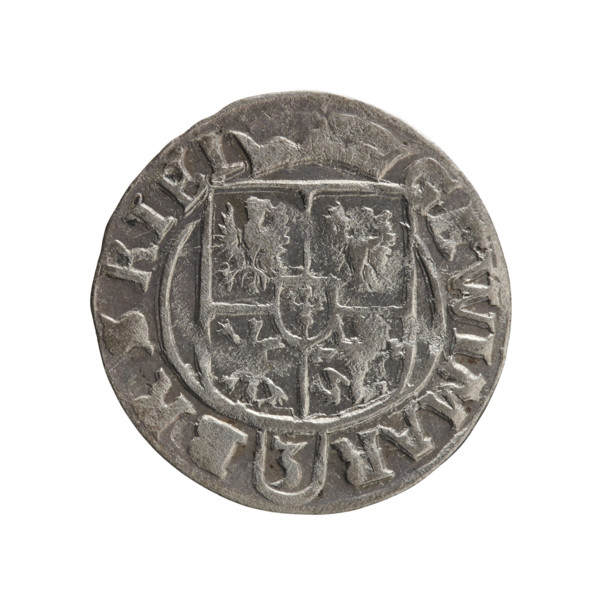 One-and-a-half coin. Obverse: under the ducal mitre, a five-field coat of arms; below in the shield