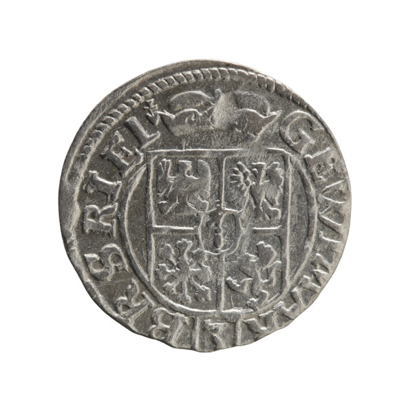 Obverse: Under the ducal mitre, a five-field coat of arms; below in the shield the value numeral 3.