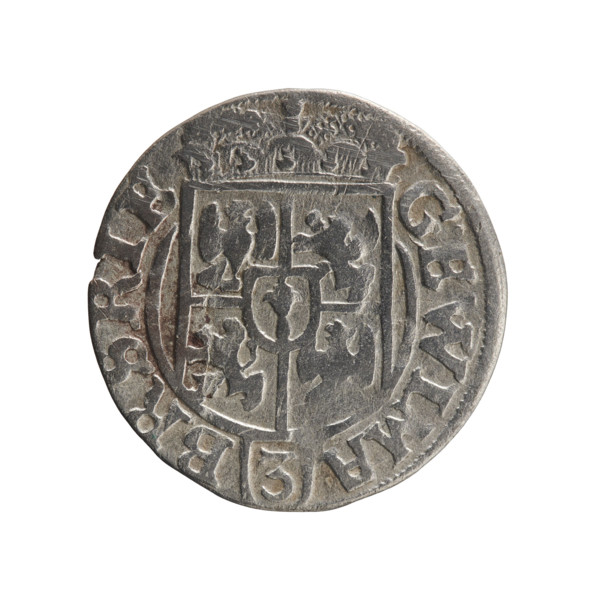 One-and-a-half coin by Ernest Pfahler, 1625 (Königsberg). Obverse: under a ducal mitre, a