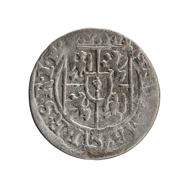 One-and-a-half coin (obverse and reverse), maker: Ernest Pfahler. Obverse: under a ducal mitre a