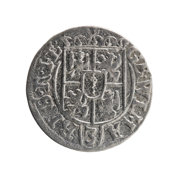 One-and-a-half, Ernest Pfahler. Obverse: under the ducal mitre, a five-field heraldic shield; below