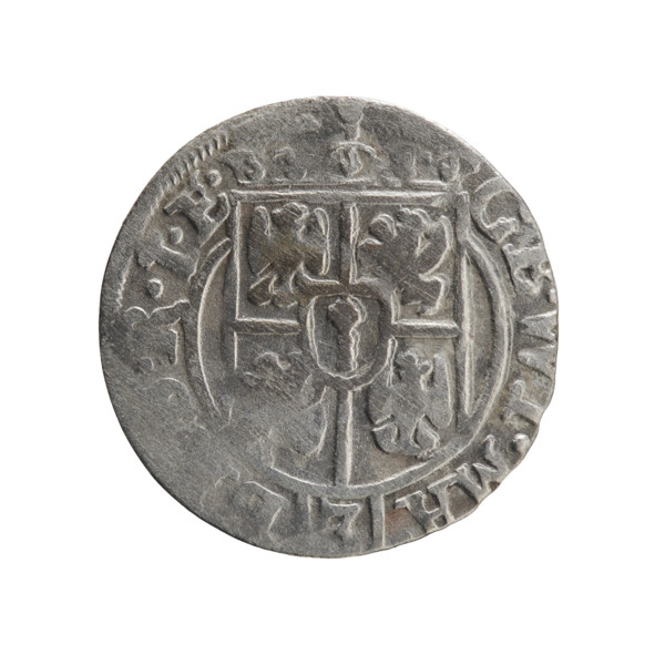 one and a half, cross (iconographic), coats of arms, orb of reign (iconographic), George William of