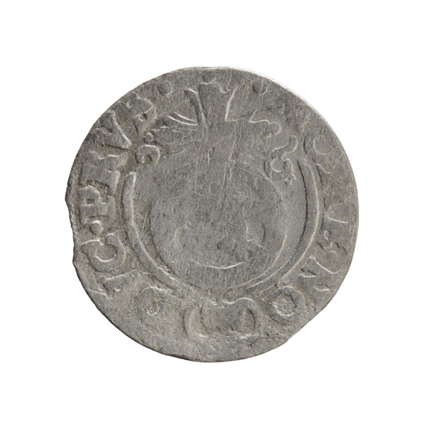 One-and-a-half; maker: Ernest Pfahler. Obverse: under the ducal mitre, a five-field coat of arms