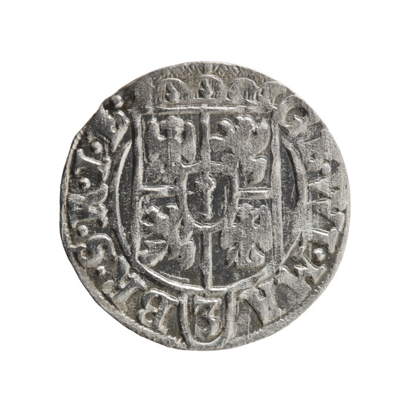 One and a half; Ernest Pfahler. Obverse: under a ducal mitre a five-field heraldic shield, below in
