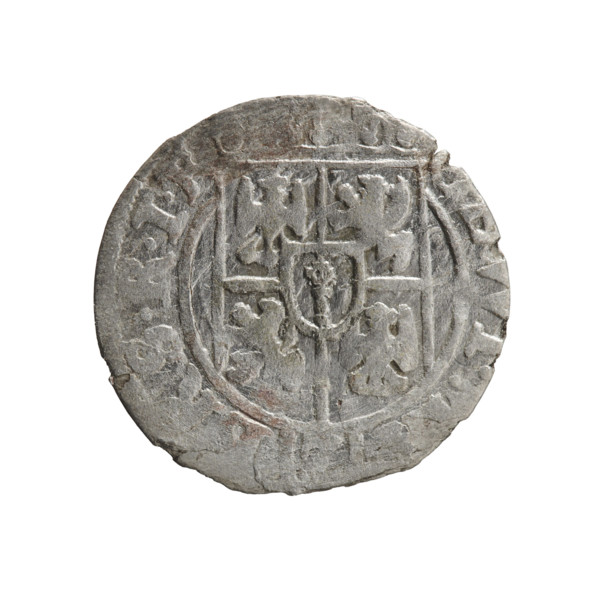 Obverse: Under the ducal mitre, a five-field heraldic shield with the value numeral below; in the
