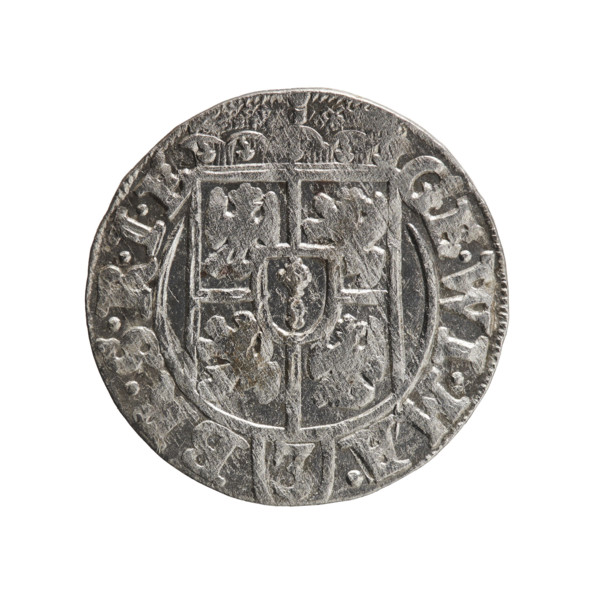 One and a half, Ernest Pfahler. Obverse: under the ducal mitre, a five-field heraldic shield with