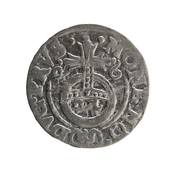 Obverse: Under the ducal mitre, a five-field heraldic shield; below in the shield the value numeral