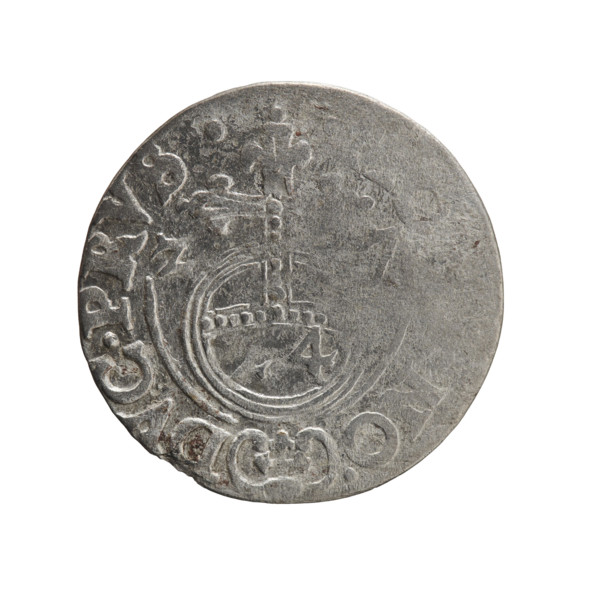 One-and-a-half coin attributed to Ernest Pfahler. Obverse: under the ducal mitre a five-field coat