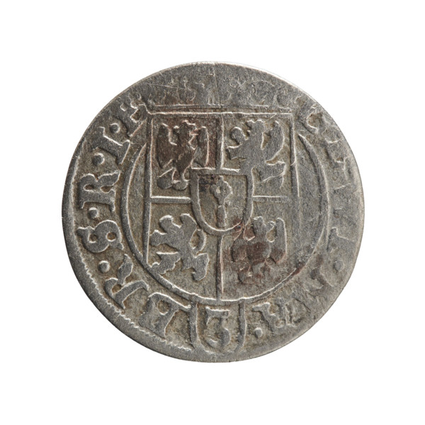 One-and-a-half coin. Obverse: under the ducal mitre, a five-field coat of arms; below in the shield