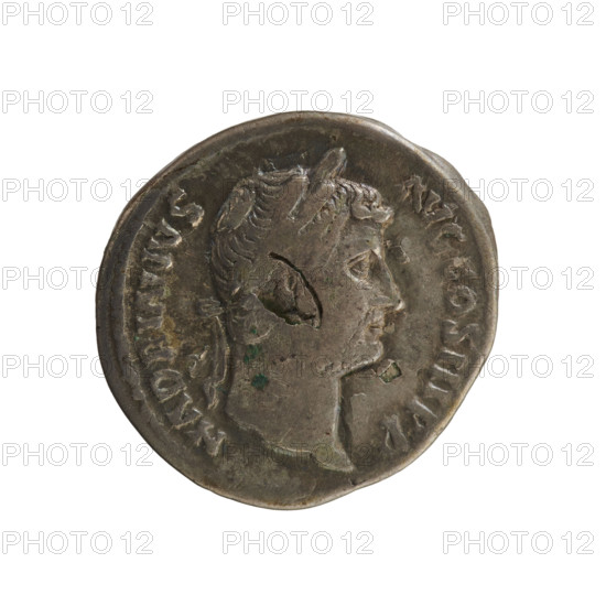 Denarius, Hadrian (76–138; Roman emperor 117–138). Obverse: Emperor's head with laurel wreath to