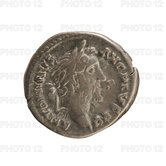 Denarius of Antoninus Pius (86–161; Roman emperor 138–161). Obverse: emperor's laureate head right