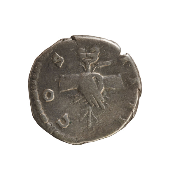 Denarius of Antoninus Pius (86–161; Roman emperor 138–161). Obverse: Emperor's head in a laurel