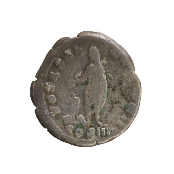 denarius, Antoninus Pius (86–161; Roman emperor 138–161). Obverse: head of the emperor with a