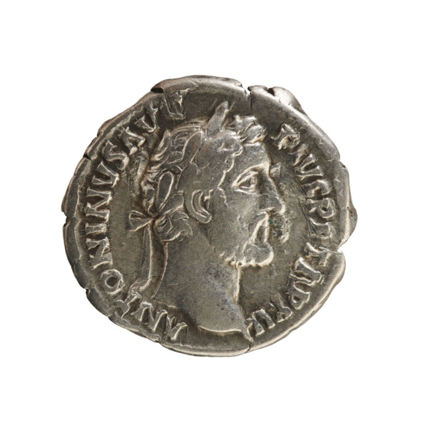 Denarius of Antoninus Pius (86–161; Roman emperor 138–161). Obverse: Emperor's laureate bust right