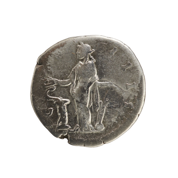 Denarius, Antoninus Pius (86–161; Roman emperor 138–161). Roman silver coin (denarius), c. 148–149.
