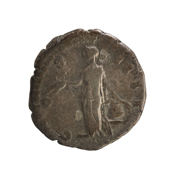 Denarius of Antoninus Pius (86–161; Roman emperor 138–161). Obverse: Emperor's head in a laurel