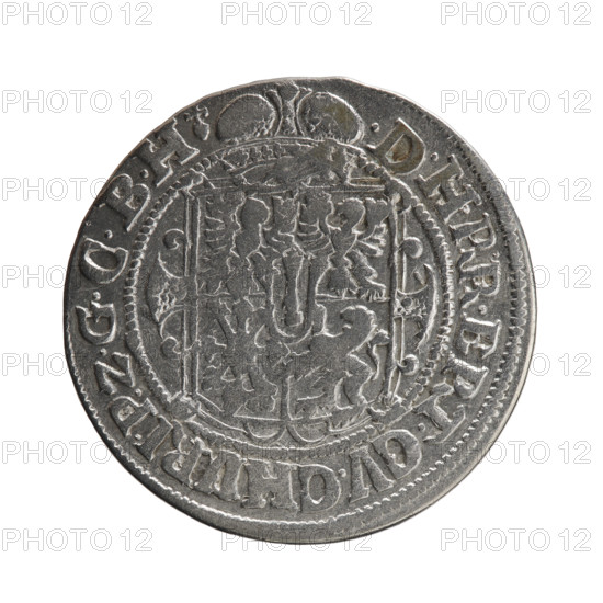 Obv.: A bust in armor turned right, girded with a sash. A sceptre in his right hand. In front of
