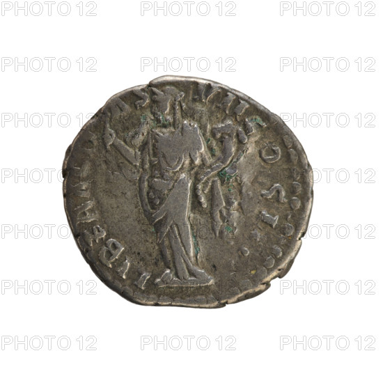 Denarius of Antoninus Pius (86–161; Roman emperor 138–161). Obverse: Emperor's bust wearing a
