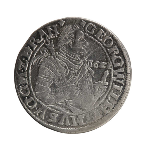 Obv.: Bust turned to the right in decorative armor girded with a sash. Right hand holds a sceptre,
