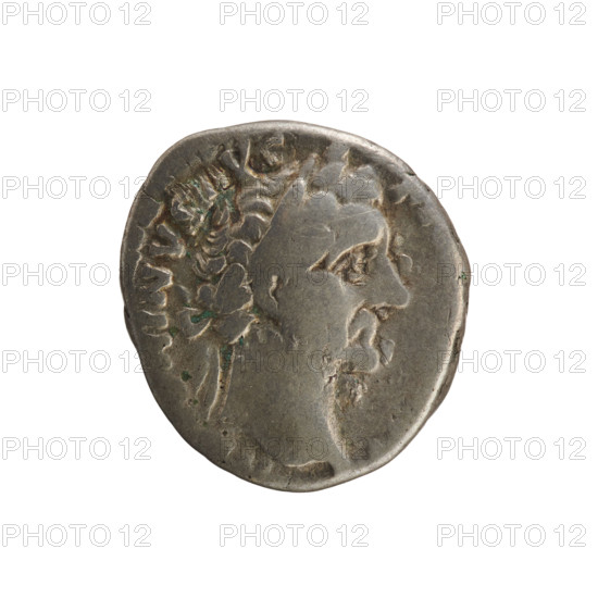 Denarius of Antoninus Pius (86–161; Roman emperor 138–161). Obverse: Emperor's head in a laurel