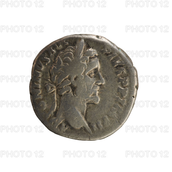 Denarius of Antoninus Pius (86–161; Roman emperor 138–161). Obverse: Emperor's head in a laurel