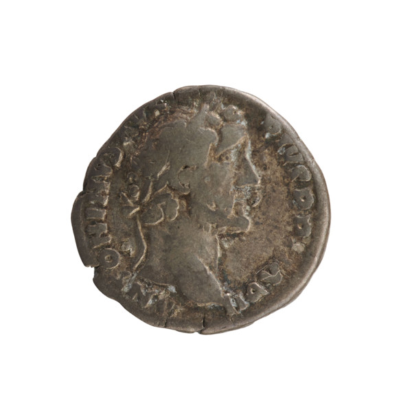 Denarius of Antoninus Pius (86–161; Roman emperor 138–161). Obverse: Emperor's head in a laurel