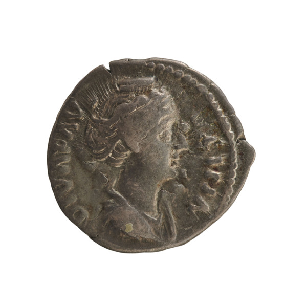 Denarius, after 141. Obverse: Bust of Faustina the Elder turned right, draped, hair in a bun on top