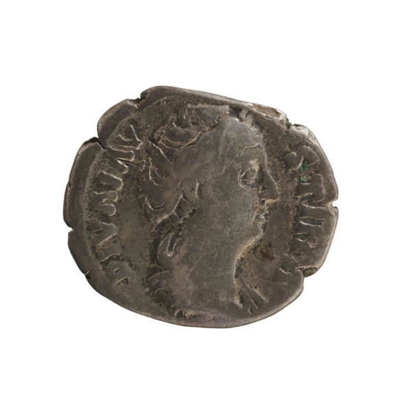 Denarius, after 141 CE. Obverse: Bust of Faustina the Elder (98–141), turned right, wearing drapery