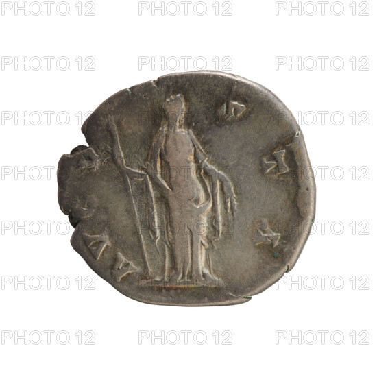 Denarius, after 141 CE. Obverse: DIVA FAV STINA — Bust of Faustina the Elder turned right, in