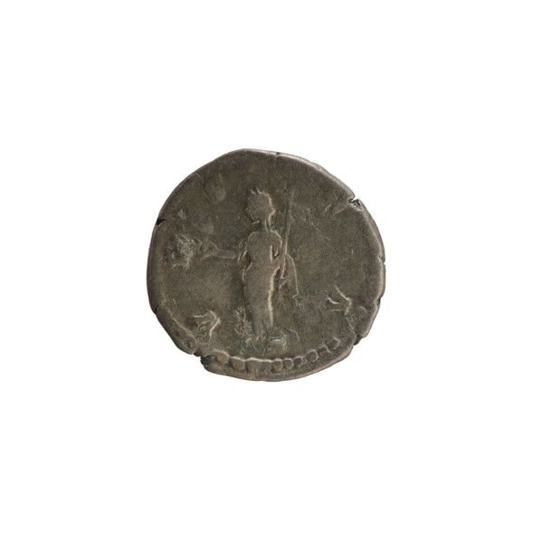 Denarius, after 141 CE. Obverse: bust of Faustina the Elder (98–141 CE), turned right, draped, hair